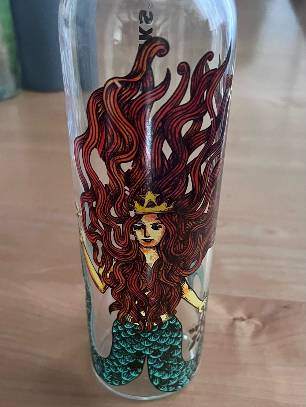 Vintage Starbucks Glass Water Bottle with Mermaid Detail